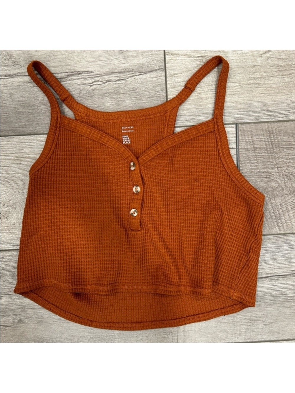Gilly Hicks Burnt Orange/Rust Waffle Knit Button-Front Cami Tank Top